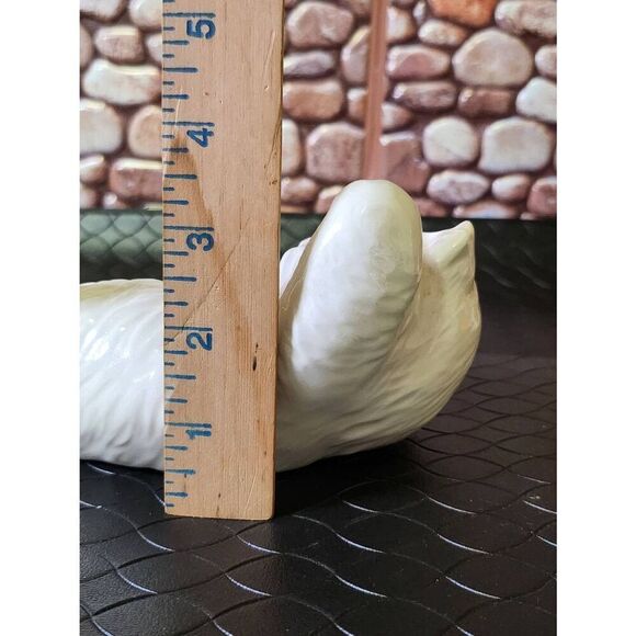 Vintage White Fluffy Ceramic Cat Figurine Laying Down with Belly Up - Picture 8 of 10